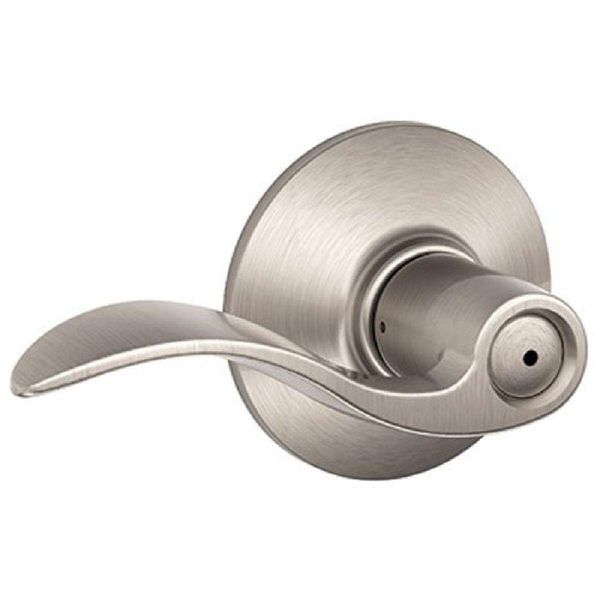 Schlage F40 ACC 619 Accent Door Lever, Bed & Bath Privacy Lock, Satin Nickel