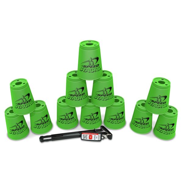 Speed Stacks | Official Sport Stacking Set, Green - 12 Cups and Holding Stem | Top Grade Materials, Low Friction | WSSA Approved