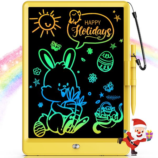 Bravokids LCD Writing Tablet for 3-8 Year Old Girls and Boys - 10 Inch Electronic Doodle Board Drawing Pad, Educational Birthday Gift for Kids and Toddlers (Yellow)