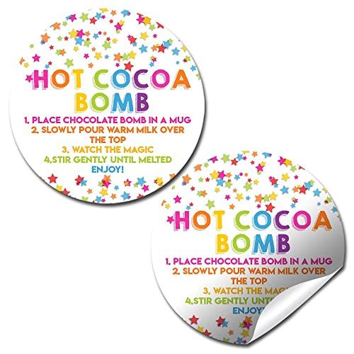 Confetti Rainbow Stars Hot Cocoa Bomb Sticker Labels, Total of 40 2" Circle Stickers by Amanda Creation