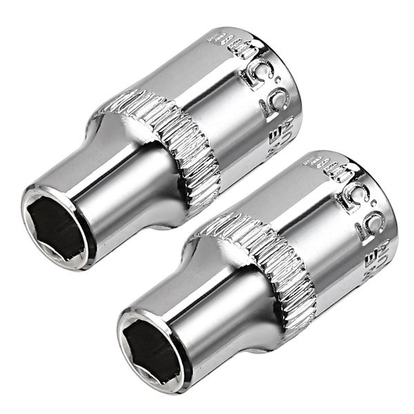 Sourcingmap 2 Pcs 1/4-Inch Drive 5.5mm 6-Point Shallow Socket, Metric, Cr-V