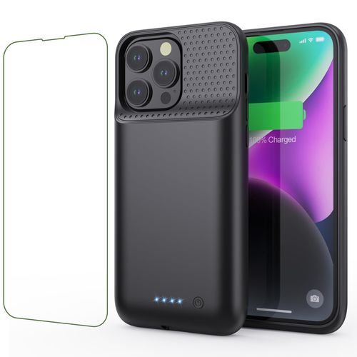 Battery Case for iPhone 14 Pro Max/14 Plus/13 Pro, 2024 Upgraded Ultra-Slim 8600mAh Portable Extended Charger Case Cover for iPhone 14 Pro/14Plus/13Pro Charging Case (6.7inch) Black