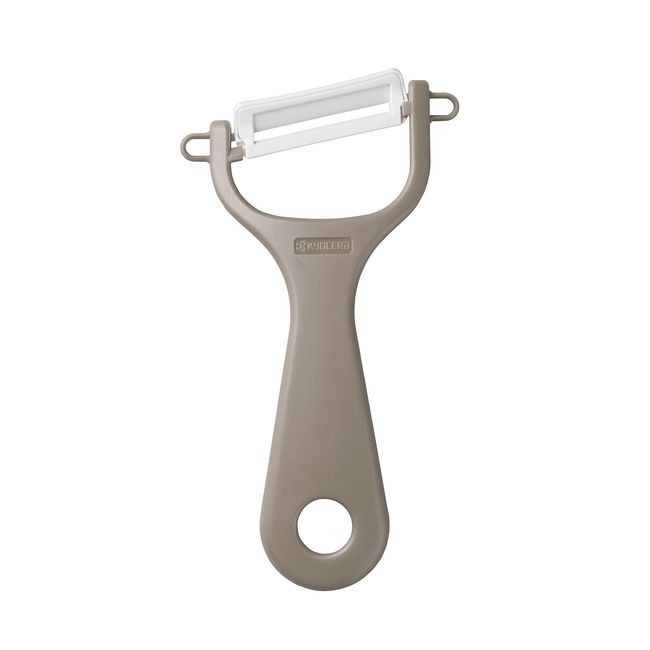 Kyocera CP-NA08LBG Ceramic Peeler, Rust Free, Easy to Clean, Peeler, Latte Beige, Oblique Blade, Light & Sharp Use, Lasting Sharpness, Prevents Metal Transfer, OK to Disinfect with Bleach