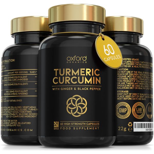 Advanced Turmeric Capsules High Strength 3000mg, Ginger & Black Pepper | ONE per Day | 2 Month Supply | Turmeric and Black Pepper Capsules Locally Made in UK | Turmeric Powder Joint Care Supplements