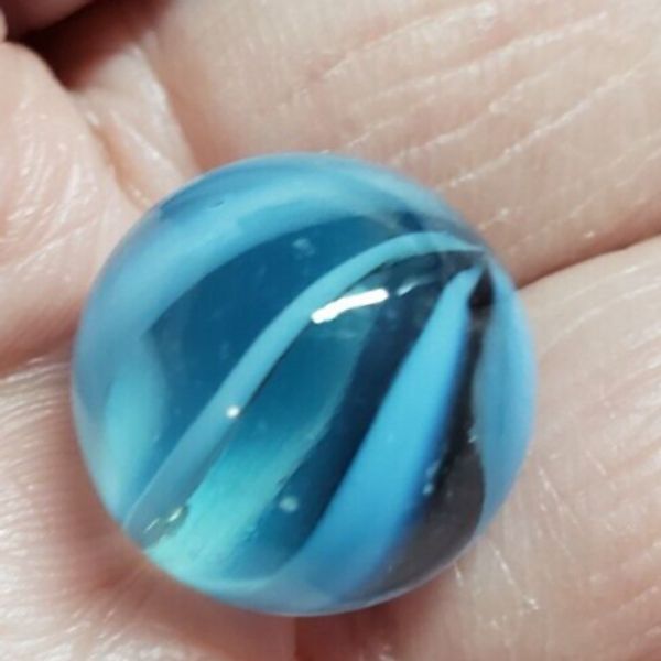 Blue and Clear Glass Marble Toy Vintage READ