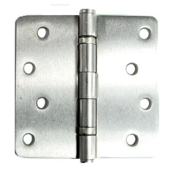 Hinge Outlet Exterior Door Hinges Satin Nickel 4 Inch with 1/4 Inch Radius, 2 Pack