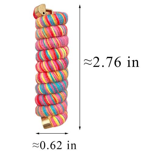 Rainbow Wool Teleties Colorful Spiral Hair Ties for Women No Damage Coil Hair Ties for Girls Hair Scrunchies Telephone Wire Hair Tie Elastic Hair Bands Ponytail Holders Telephone Line Hairties, 2pcs