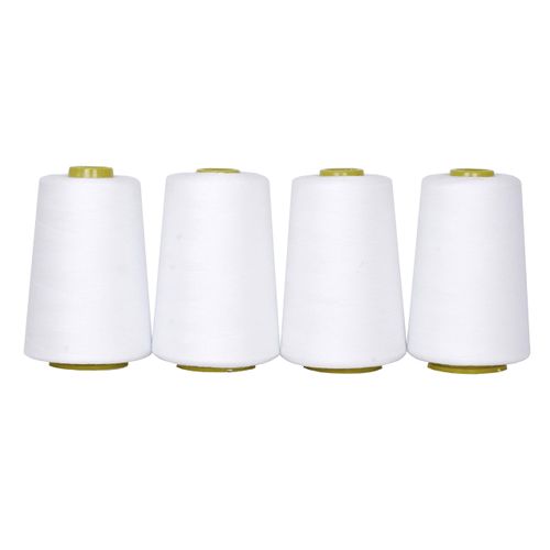 Mandala Crafts All Purpose Sewing Thread Spools - White Serger Thread Cones 4 Pack - 40S/2 24000 Yds White Polyester Thread for Overlock Sewing Machine Quilting
