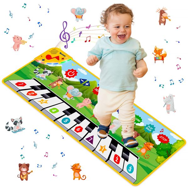 TOQIBO Kids Musical Piano Mats, Dance Mat Gifts Toys for 1 2 3 4 5 6 Year Old Girls Boys Kids Playmat for Toddlers Baby Musical Mats Instruments Educational Learning Toys Xmas Birthday Gifts