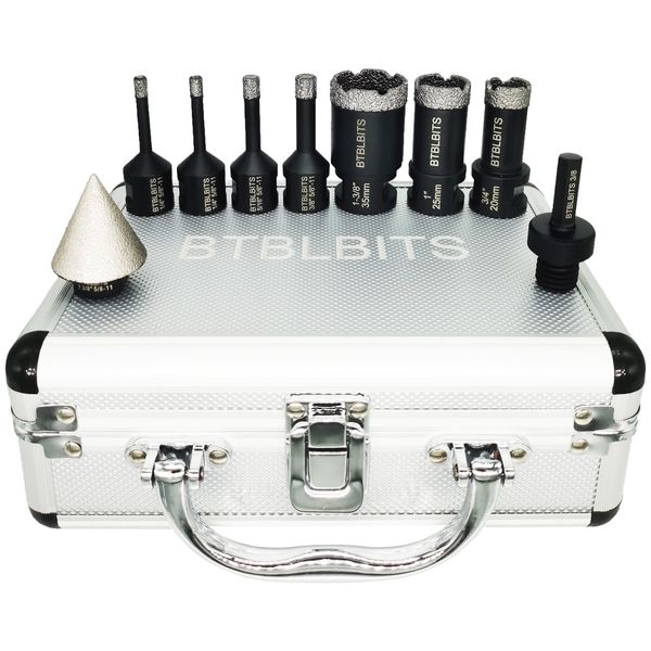 9pcs Diamond Core Drill Bit Set Ceramic Masonry Porcelain Tile Hole Saw Kit Cut