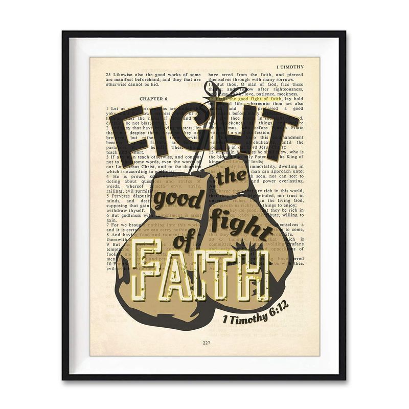 Fight the Good Fight of Faith, 1 Timothy 6:12, Vintage Bible Verse Page ...