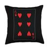 Six of Hearts Playing Card Throw Pillow