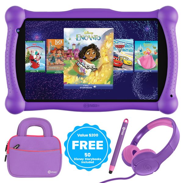 Contixo V10 7" Kids Tablet, Bluetooth Headphones, Tablet Bag, & Stylus Bundle - Purple