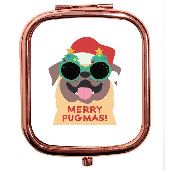 Flox Creative Rose Gold Square Compact Mirror Merry Pugmas