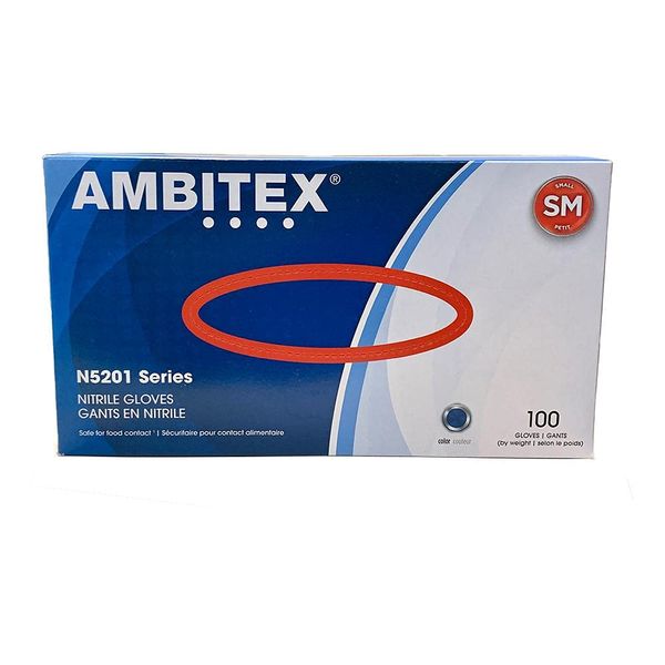 Ambitex Nitrile Gloves Powder Free, Small, 100 / CT