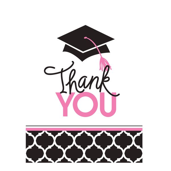 Creative Converting 25 Count Glamorous Grad Graduation Thank You Cards, Multicolor