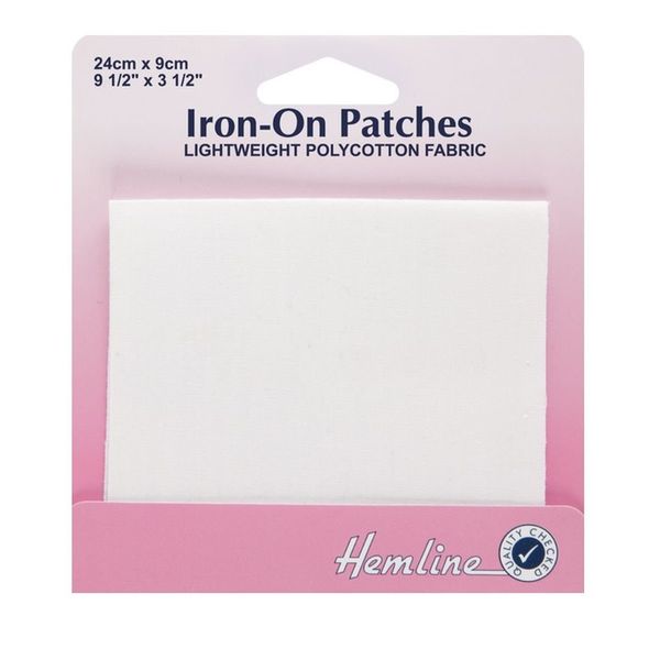 Polycotton Mender Iron On, 9x24cm - White