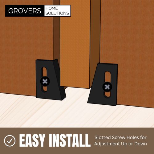3 Pairs - Pocket Door Bottom Guide - Jamb Mounted Univeral Fit (Black) | Grovers Home Solutions