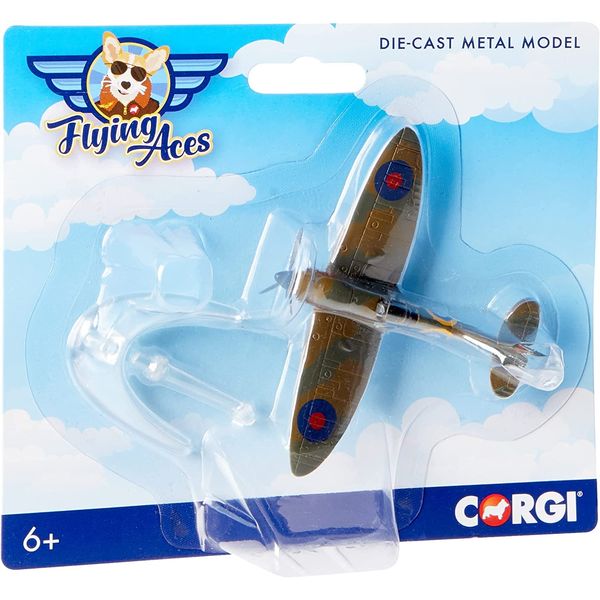 Corgi CS90650 Flying Aces Supermarine Spitfire Model Airplane - Diecast Planes & Aircraft Models for Ages 6+, Die Cast Plane, Toy Airplanes - Gift for Young Aviation Fans, Birthday Gifts for Him