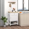 Utility Rolling Kitchen Island Cart w/ Storage Shelf, Wheels, Smooth Top, White