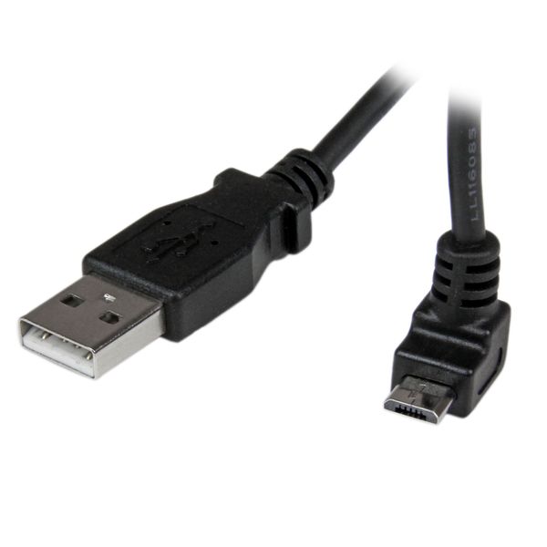 StarTech.com USB to Micro B Male to Micro B Male Right Angle Micro USB Cable, 2m USBAUB2MU