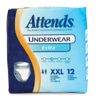 Attends Incontinence Care Underwear for Adults, Extra, XXL, 12 Count (Pack of 4)