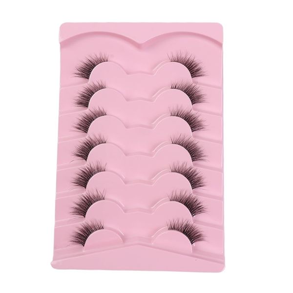 VBKITW Falsche Wimpern Natürlich Look Flauschige Künstliche Wimpern Cat Eye 7 Paar 3D Fake Lashes Natural Cateye Fluffy Lashes Klares Band Wiederverwendba Katzenauge Fake Wimpern