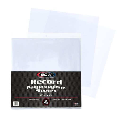 BCW 33 RPM Record Sleeves - 100 ct | Polypropylene Vinyl Record Outer Sleeves | 2 mil Thickness | Vinyl Record Album Protectors | Protective Sleeves for Vinyl Record Albums | Record Sleeves Outer