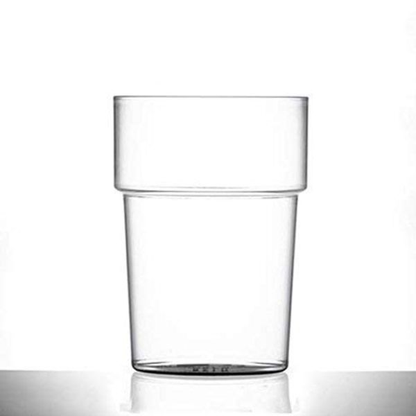 Pack X 50 ECON Rigid Reusable Stackable POLYSTYRENE Plastic Half Pint Glasses CE Marked to Rim