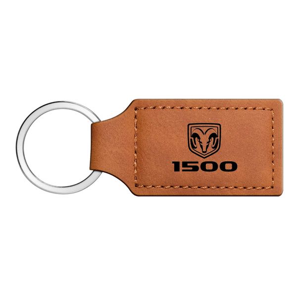 iPick Image Compatible with RAM 1500 Logo Rectangular Brown Leatherette Key Chain