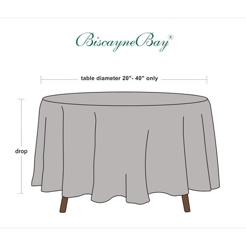 Biscaynebay Textured Fabric Tablecloths Round 60" for Tables' Diameters from 20" to 40", Ivory Water Resistant Tablecloths for Dining, Kitchen, Wedding, Parties etc. Machine Washable