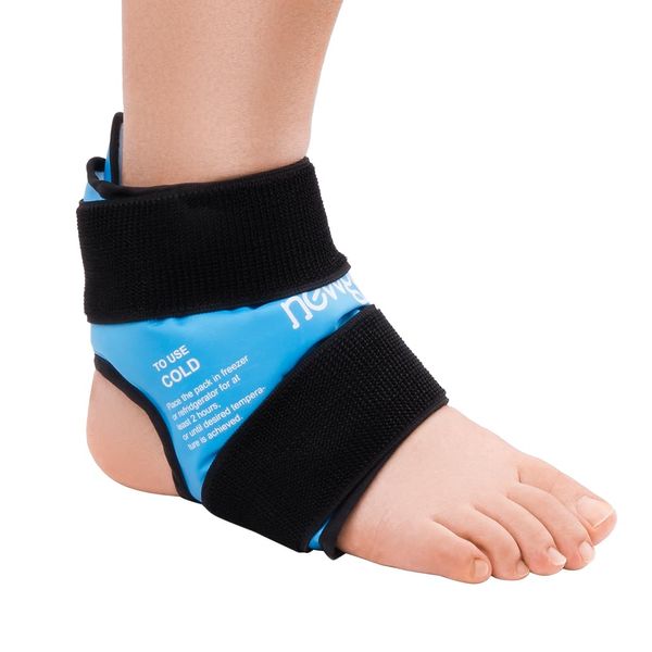 NEWGO Ankle Ice Pack for Swelling, Reusable Gel Ice Pack for Foot Ankle Heel, Hot Cold Compress Therapy for Achilles Tendonitis, Sprained Ankles (Blue)