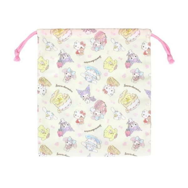 Takanami Create 129342 Sanrio Characters Cream Drawstring Bag, Medium, Kindergarten Commuting to School, Learning