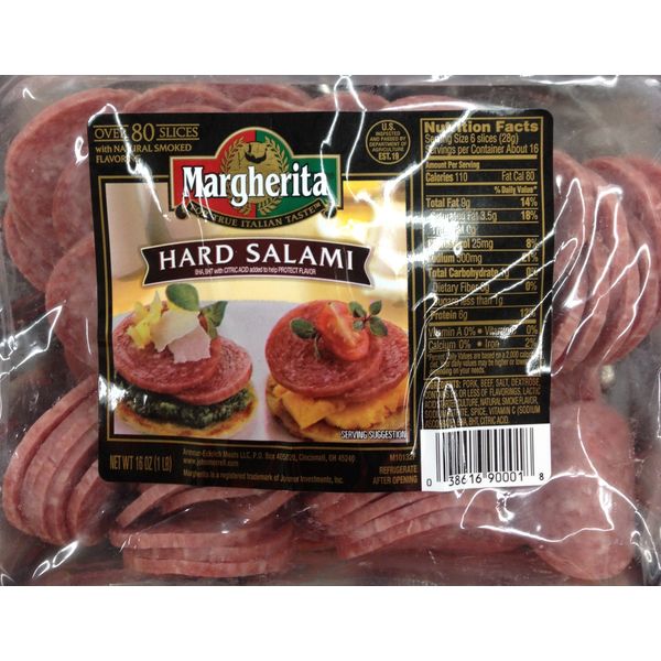 16oz Margherita Hard Salami, Sliced, Pack of 2