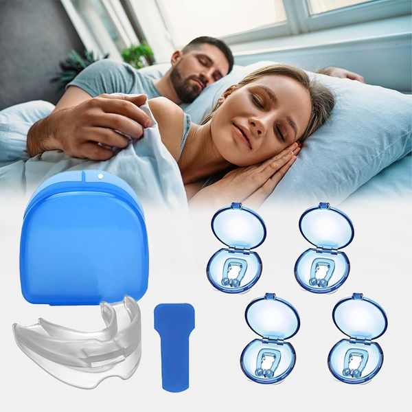 Anti Snoring Devices, 5 Pack Magnetic Anti Snore Clip Nasal Dilators & Snore Stopper Mouthpiece, Snore Stopper Snoring Relief for Men/Women Removal of Noise While Sleeping