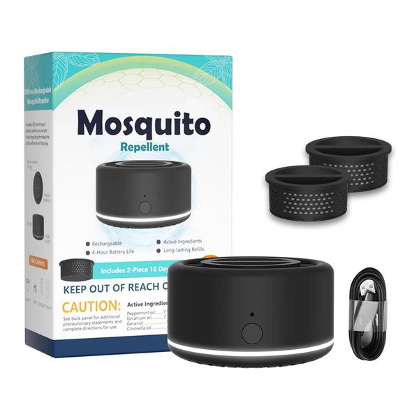 Mosquito Repellent Outdoor Patio Rechargeable Mosquito Repeller Indoor 30 ft Mosquito Free Protection Mosquito Repellant Device Camping Hiking Outing (Black)