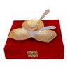 Gold Plated Brass Three Khand Platter With Spoon 6''x6'' IND