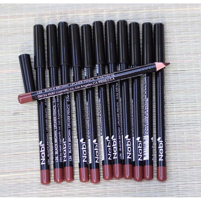 12 pcs NABI L26 BLACK BROWN Lip Liner Lipliner Pencil