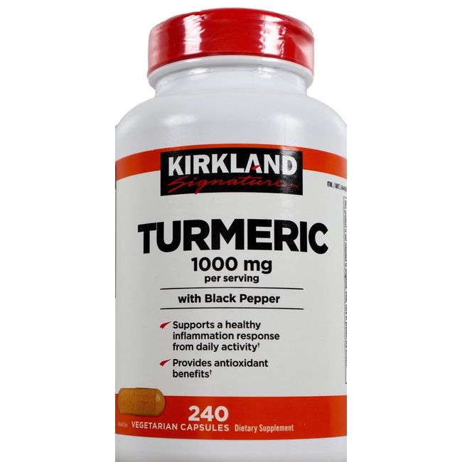 Kirkland Signature Turmeric 1000mg Black Pepper, 240 Vegetarian Capsules