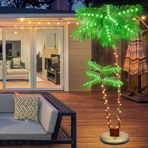 6FT Lighted Palm Trees LED Artificial Fake Trees Lights Christmas Decor for Yard
