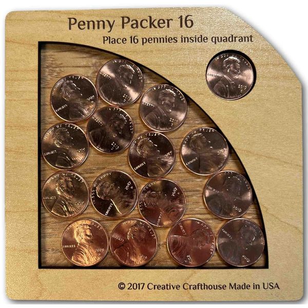 Creative Crafthouse Penny Packer 16 Puzzle - Handmade Wooden Puzzle - Precision Cut and Laser Engraved - Great Coffee Table and Desktop Conversation Starter - Made in the USA