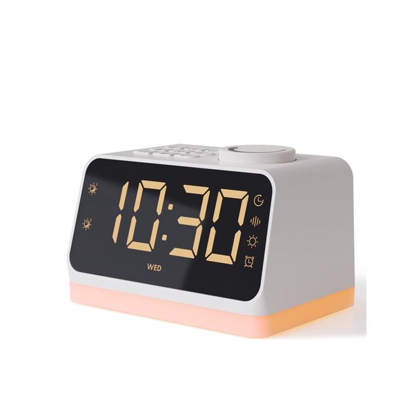 BABELIO White Noise Sound Machine & Alarm Clock, 17 Smoothing Sounds, 9 Night Light, Sleep Timer, 16-Level Volume Control, 4-in-1 Gentle Wake up White Noise Machine for Sleeping, Adults, Kids, Baby