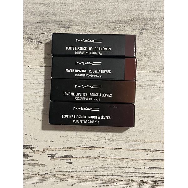 MAC LIPSTICK BUNDLE SMOKED PURPLE DGAF LA FEMME ANTIQUE VELVET LOVE ME & MATTE