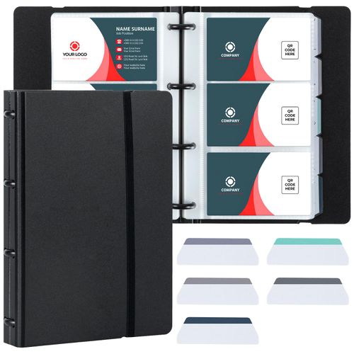 deli Business Card Book Holder, Business Card Organizer, Name Card Book Holder, Portable Office Business Card Holder, Hold 180 Cards, Black