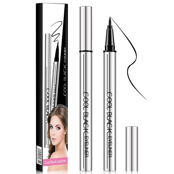 Flüssiger Eyeliner,Schwarzer Eyeliner,Wischfester Matter Eyeliner Stift Hält 24 Stunden+,Wasserfester und Wischfester Flüssiger Eyeliner,für Professionelles Augen-Makeup (Schwarz)