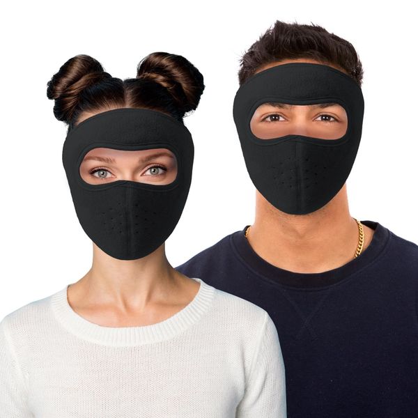 newhsy 2Pcs winter face mask for men women windproof Full Cover winter mask warm mask for cold weather thermal face mask for Outdoor cycling Riding Motorcycle (Black)