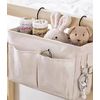 Bedside Hanging Storage, Bedside Storage Pocket, Bedside Hanging Storage Bag with Hooks for Dormitory School Bunk Bed(White)