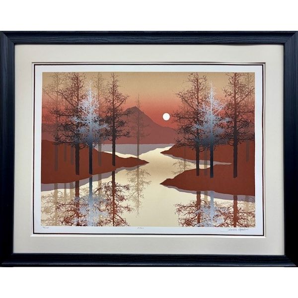 James Hagen "Fall" Hand Signed & # Framed Serigraph Mid-Century Art Mountains