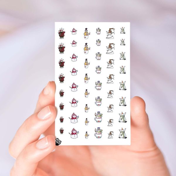 Classic Snowman Clear Water-Slide Nail Designs