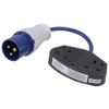 pro power 13 A Camping Double Socket to 16 A Plug Fly Lead Converter - Black